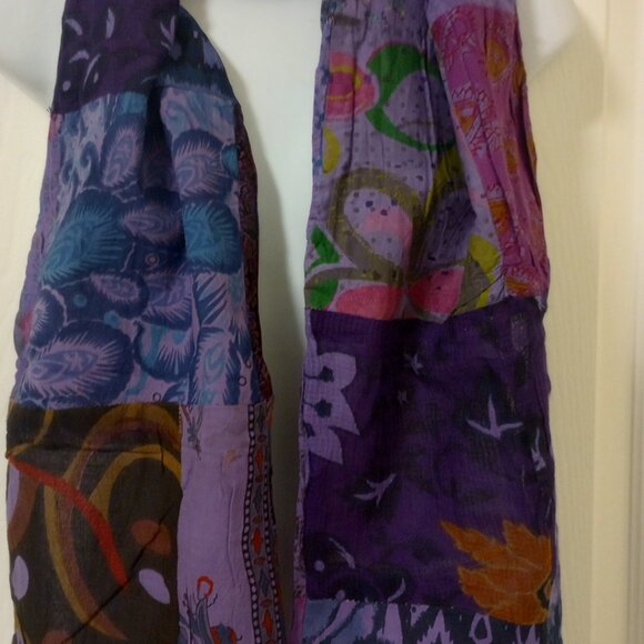 Purple Patchwork Reversible Scarf Stole - Picture 8 of 11